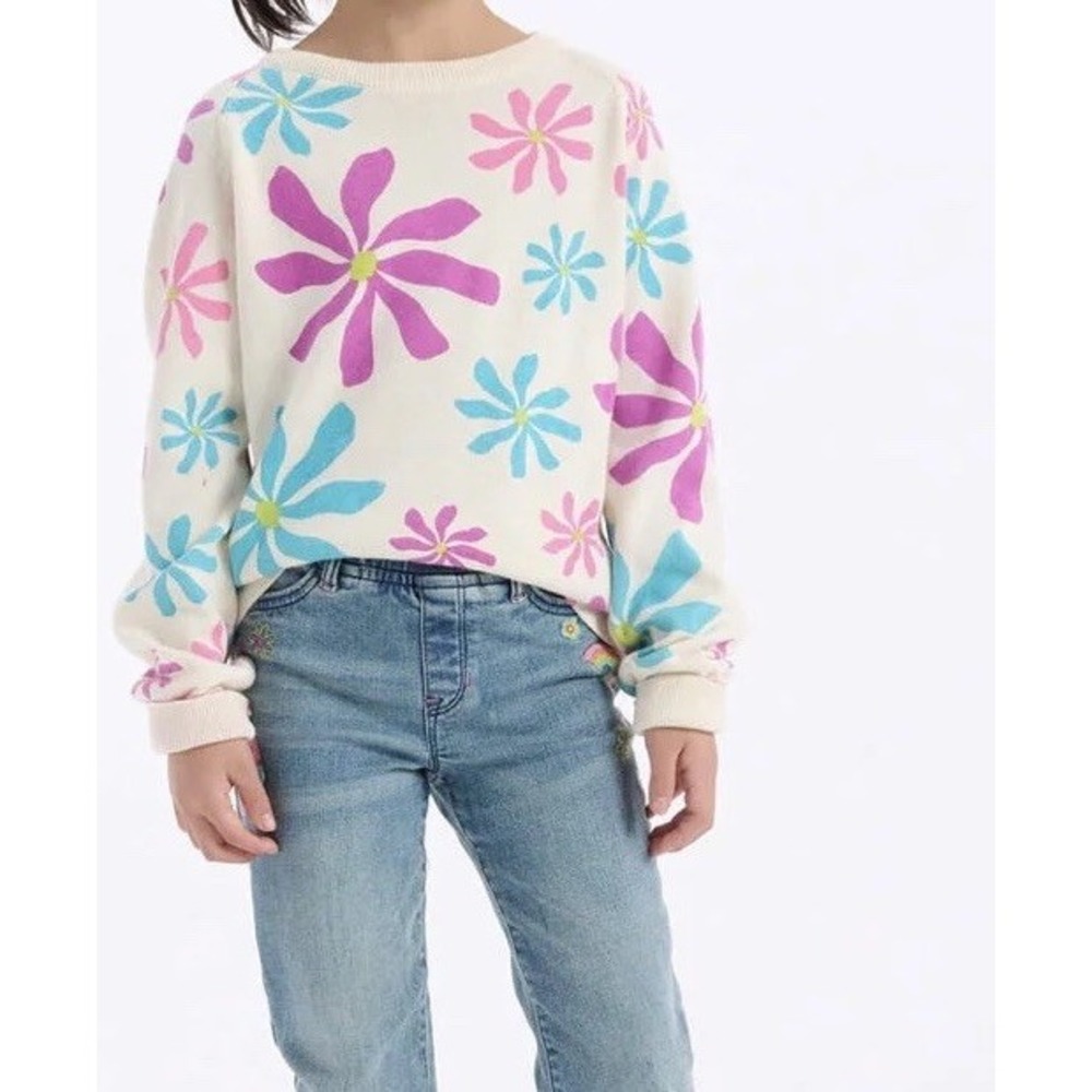 Hatley‎ Kids Girls Cream Floral Print Long Sleeve Sweater Size 12